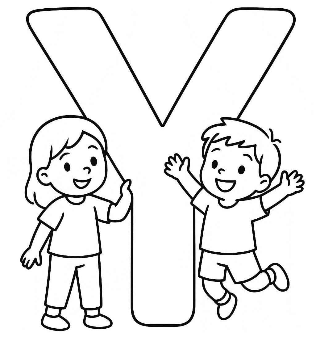 Fise de colorat cu Desenează Litera Y imprimabil simplu