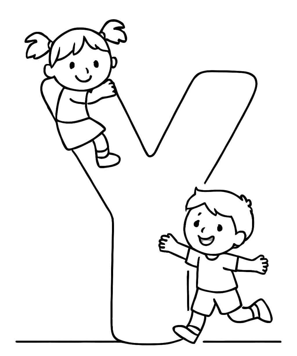 Fise de colorat cu Desenează Litera Y imprimabil uşor