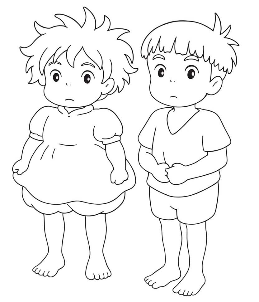 Fise de colorat cu Desenează Ponyo gratuit bazic