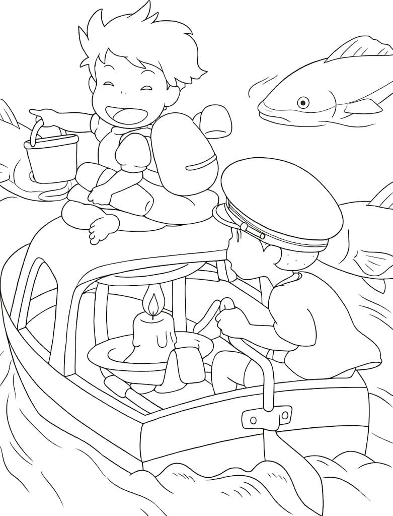 Fise de colorat cu Desenează Ponyo gratuit pentru copii