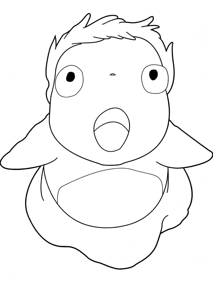 Fise de colorat cu Desenează Ponyo imprimabil gratuit simplu