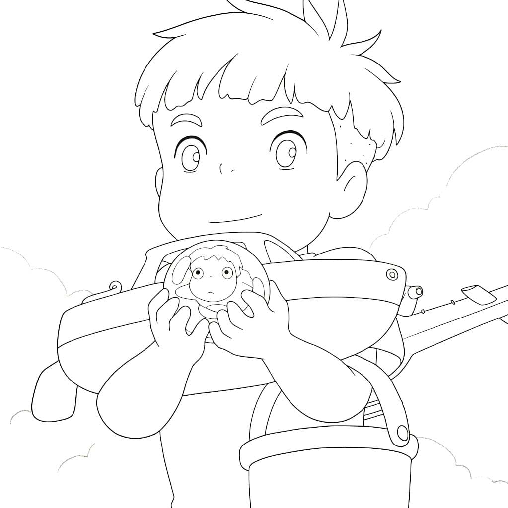 Fise de colorat cu Desenează Ponyo imprimabil gratuit