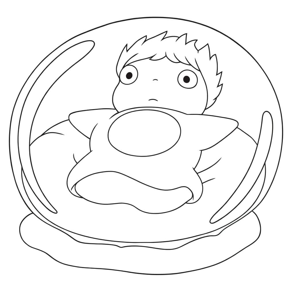 Fise de colorat cu Desenează Ponyo imprimabil uşor