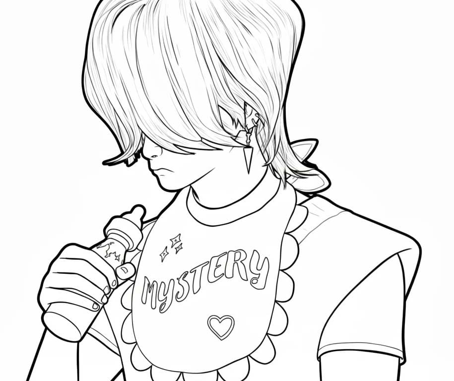 Fise de colorat cu Desenează Saja Boy bazic la copii