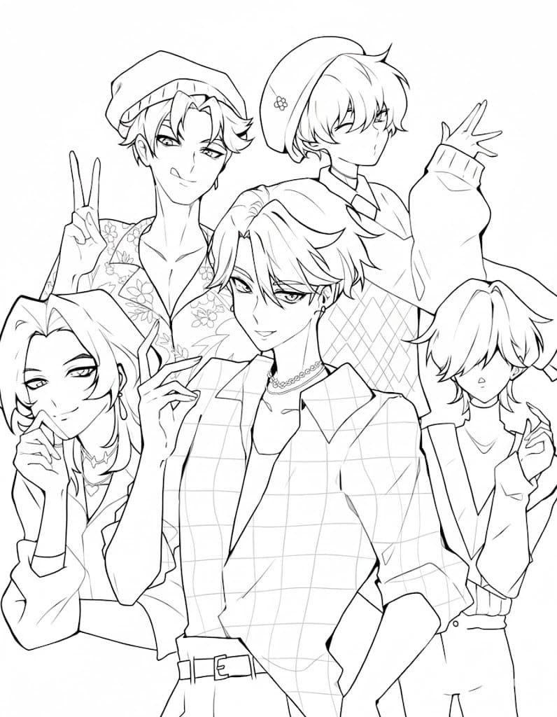 Fise de colorat cu Desenează Saja Boy gratuit simplu