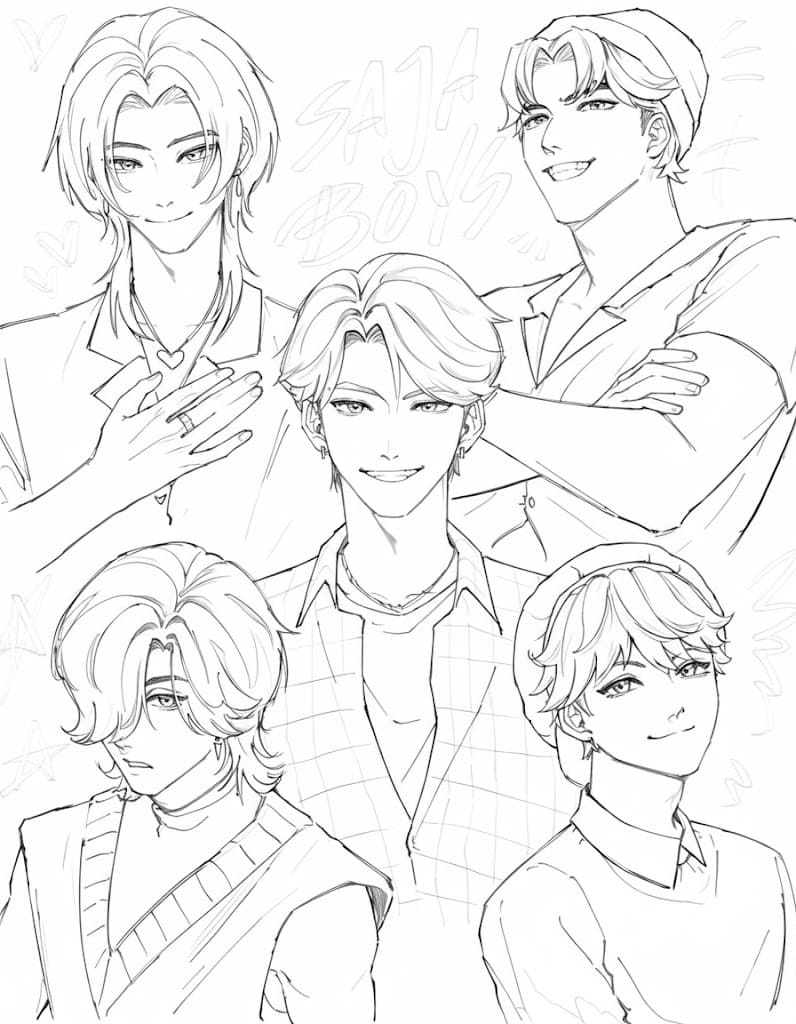 Fise de colorat cu Desenează Saja Boy gratuit uşor