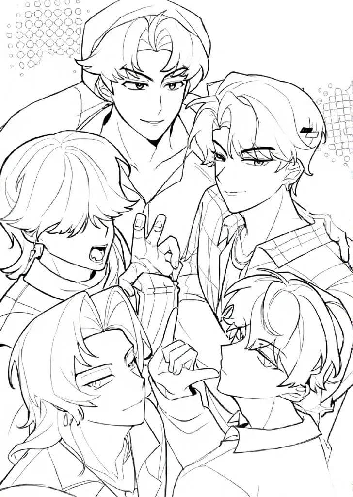 Fise de colorat cu Desenează Saja Boy imprimabil gratuit uşor