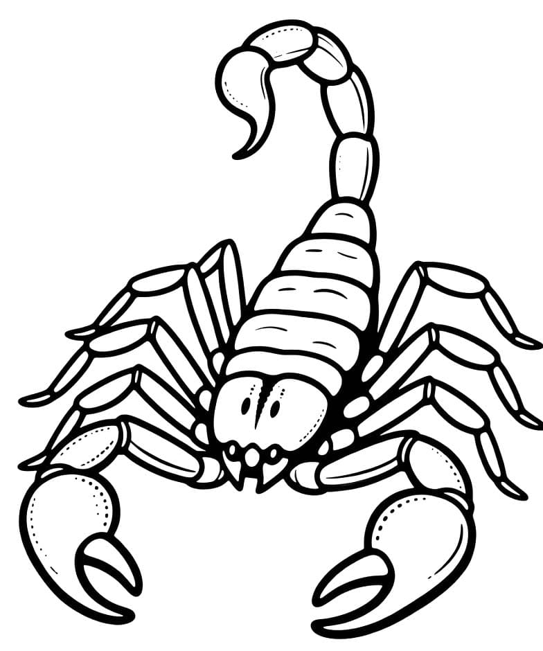 Fise de colorat cu Desenează Scorpion simplu la copii