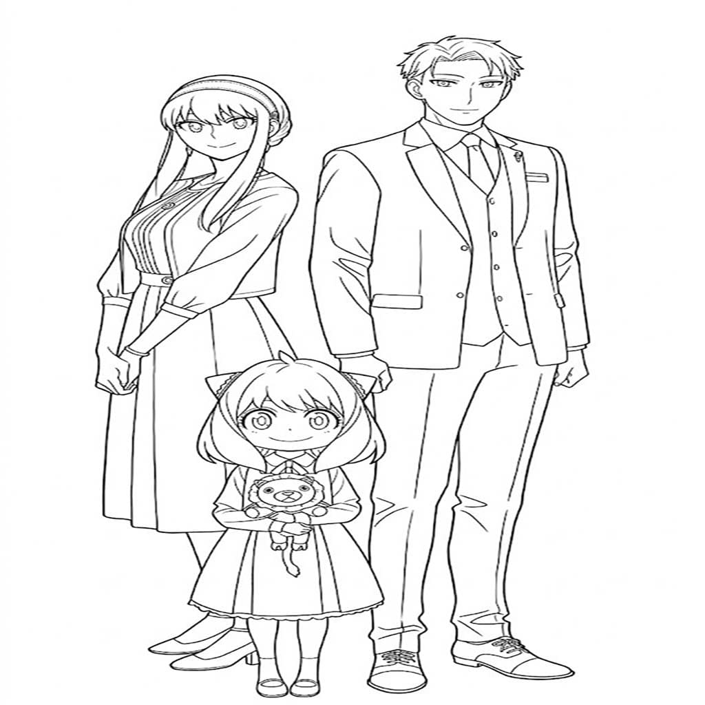 Fise de colorat cu Desenează Spy x Family bazic