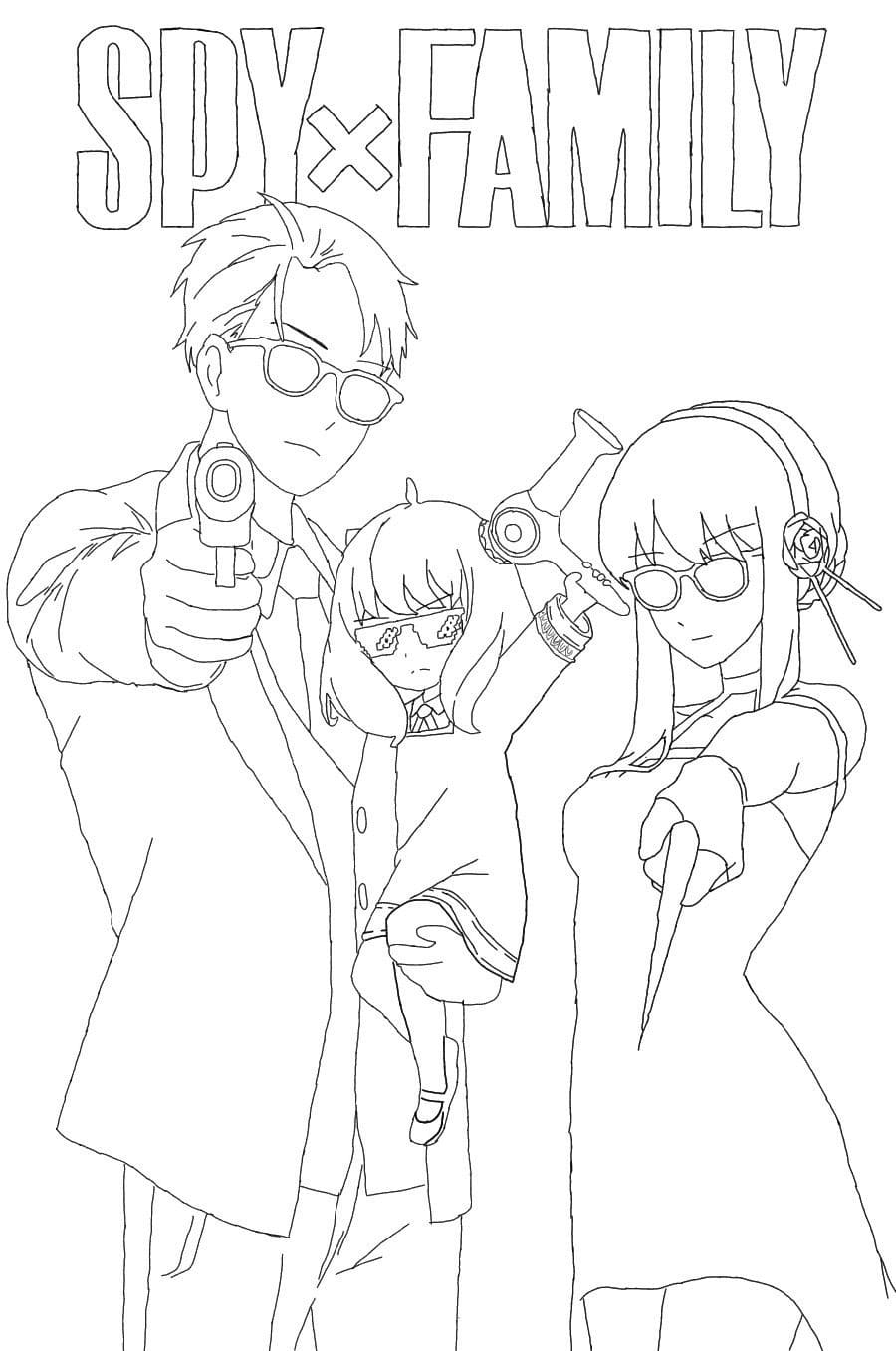 Fise de colorat cu Desenează Spy x Family imprimabil gratuit