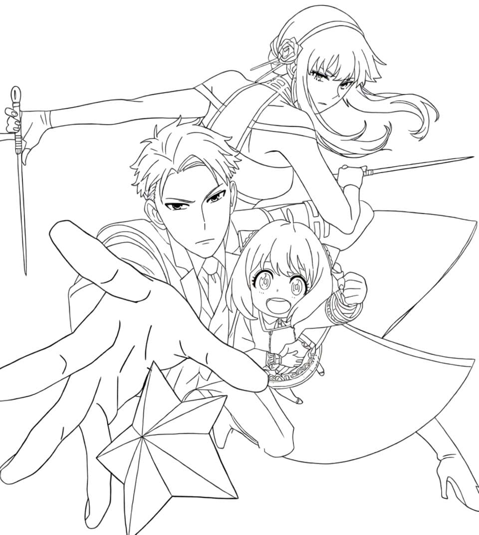 Fise de colorat cu Desenează Spy x Family rece