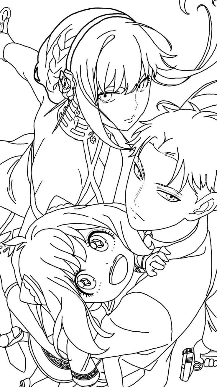 Fise de colorat cu Desenează Spy x Family simplu