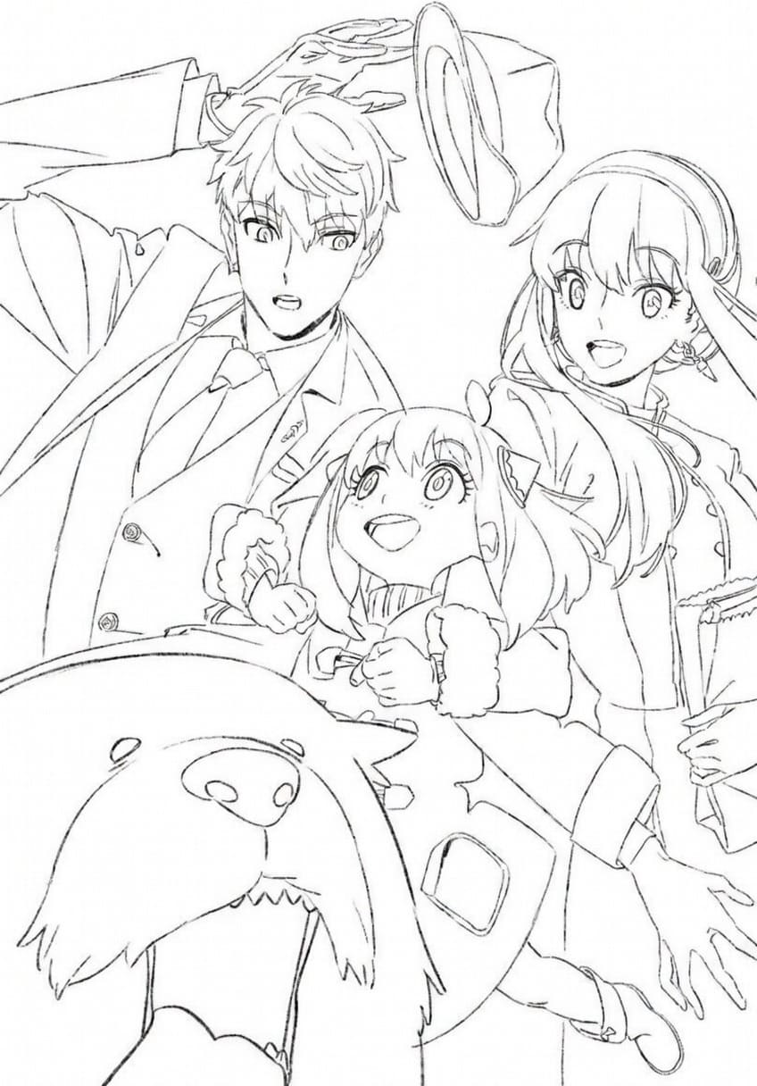 Fise de colorat cu Desenează Spy x Family uşor