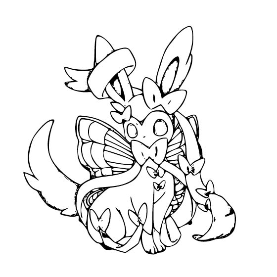 Fise de colorat cu Desenează Sylveon gratuit bazic