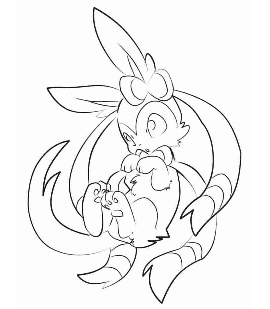 Fise de colorat cu Desenează Sylveon gratuit uşor