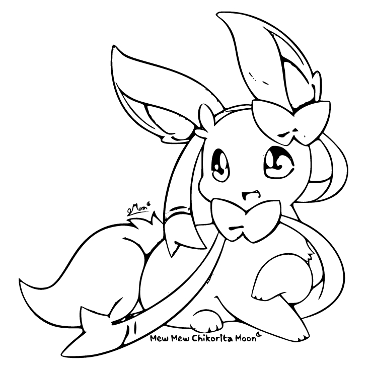 Fise de colorat cu Desenează Sylveon imprimabil bazic