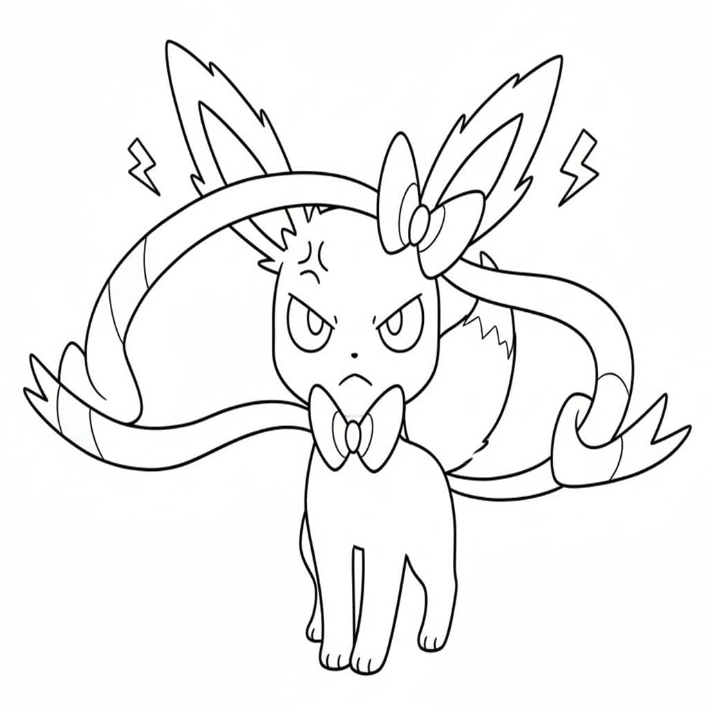 Fise de colorat cu Desenează Sylveon simplu la copii