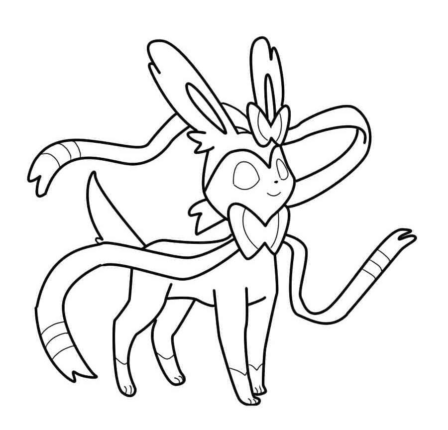 Fise de colorat cu Desenează Sylveon simplu
