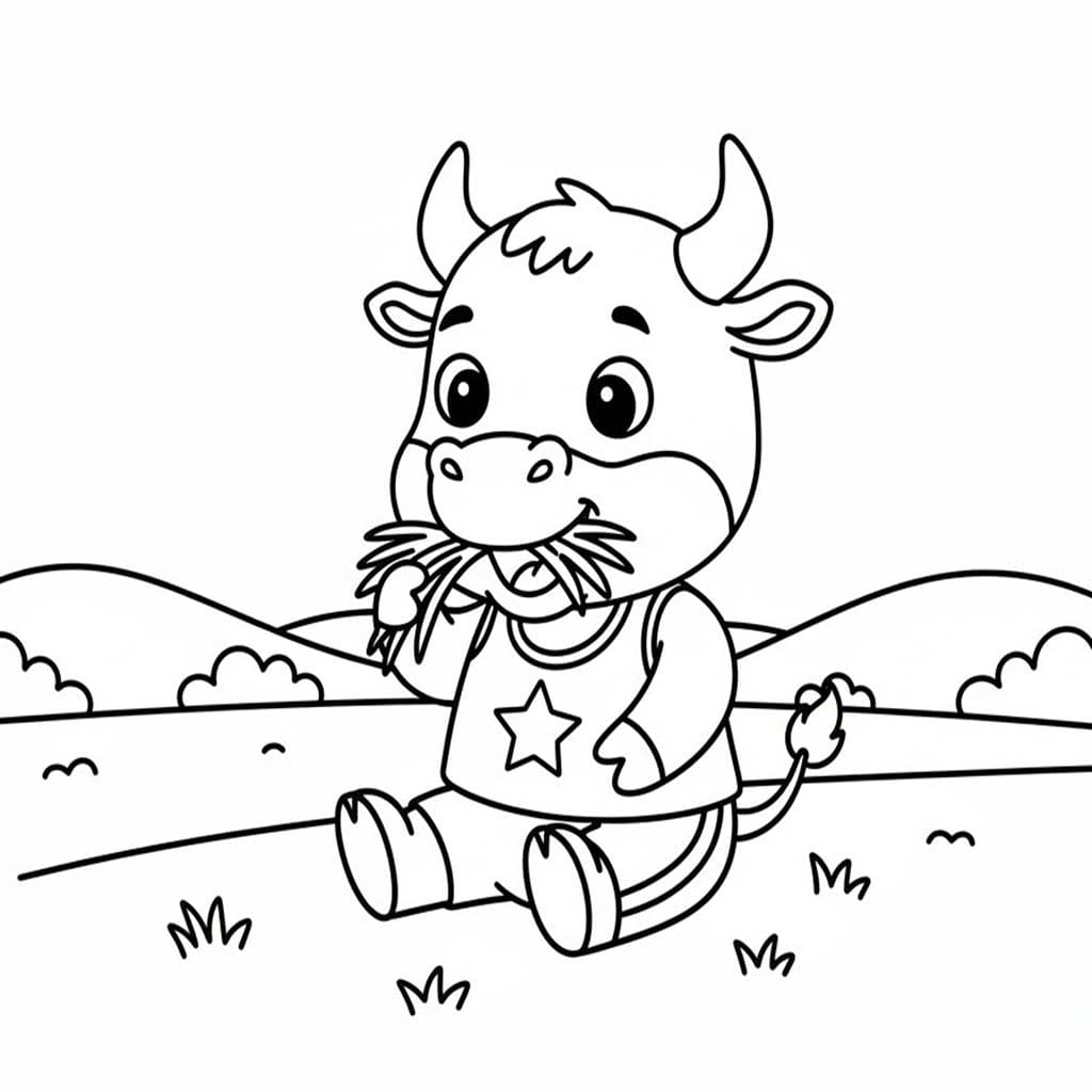 Fise de colorat cu Desenează Tauri uşor la copii