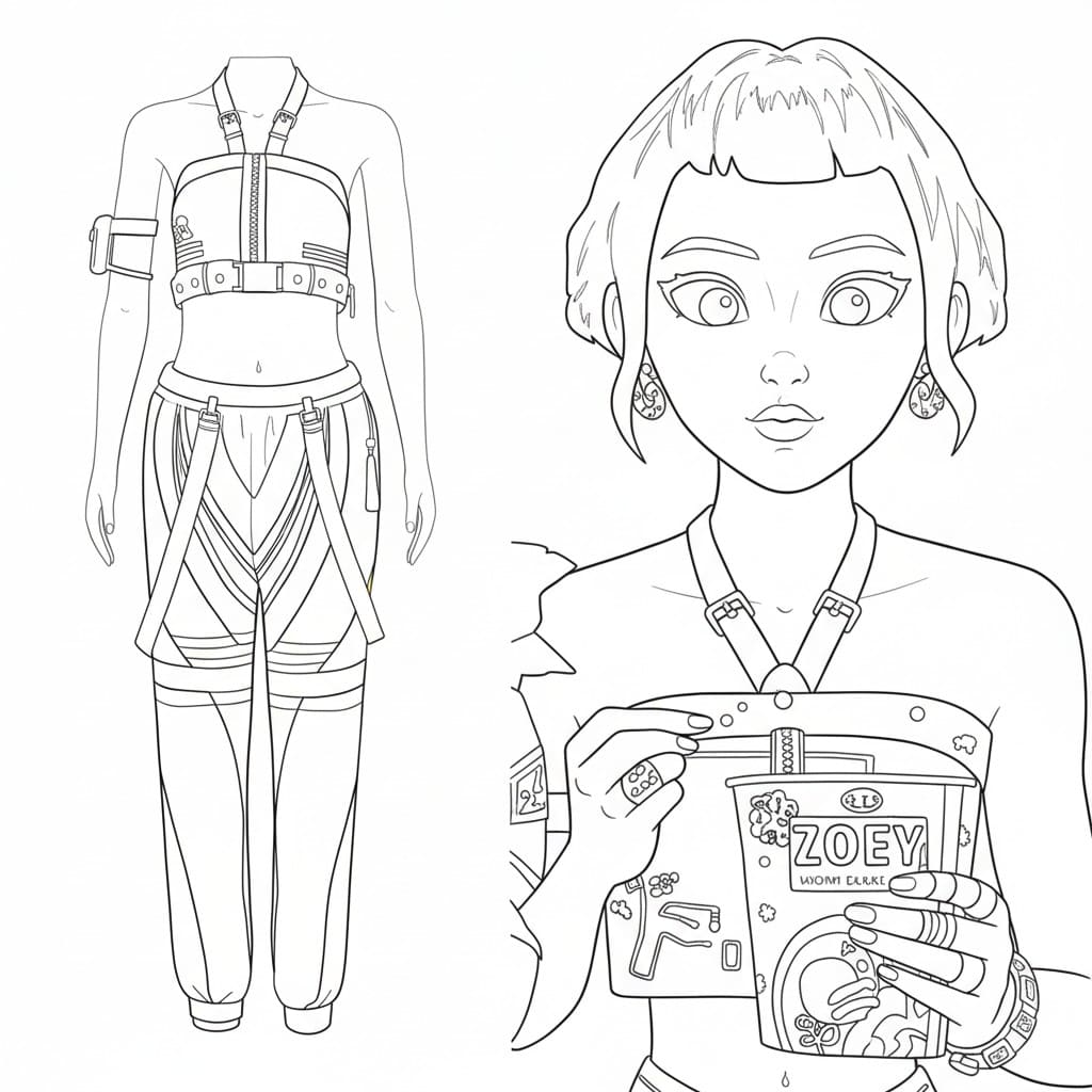Fise de colorat cu Desenează Zoey imprimabil bazic