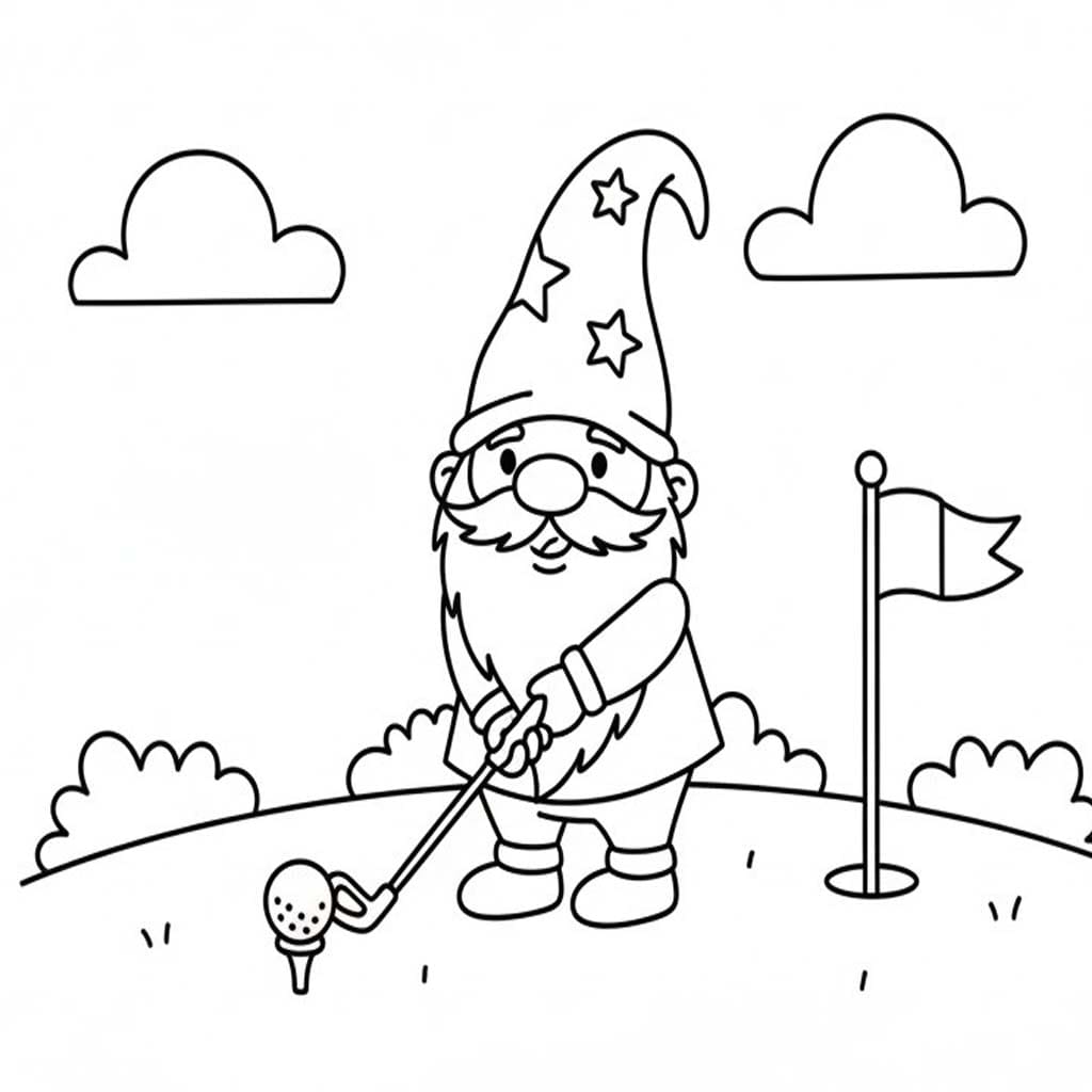 Fise de colorat cu Gnom gratuit simplu