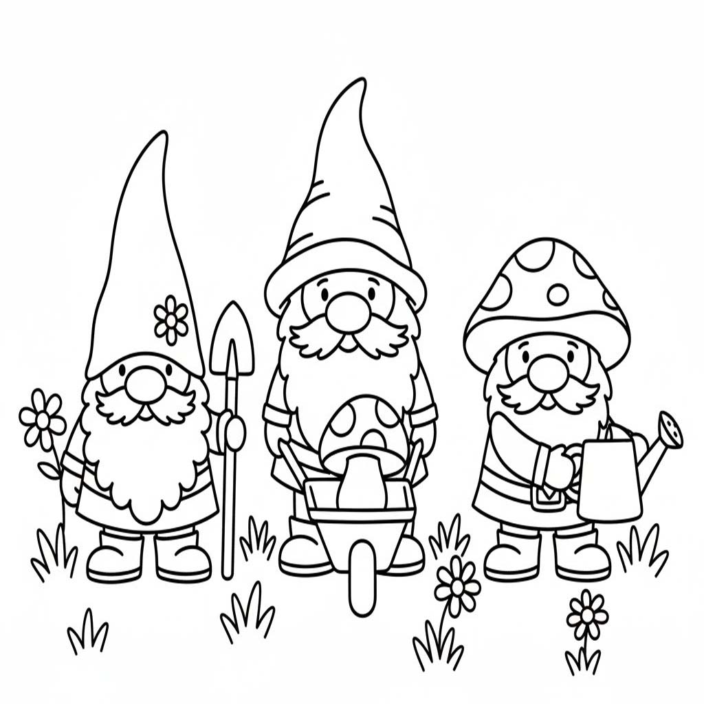 Fise de colorat cu Gnom imprimabil gratuit uşor