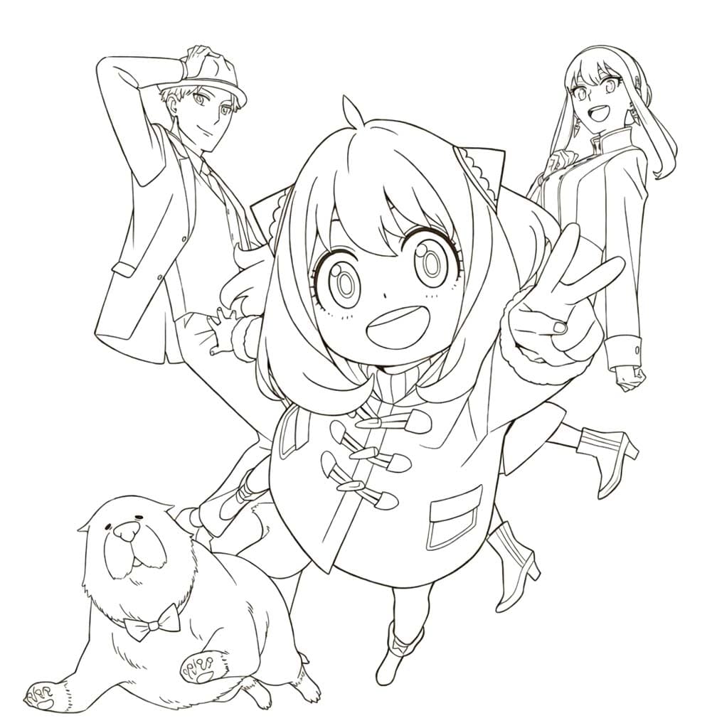 Fise de colorat cu Imagine Spy x Family simplu