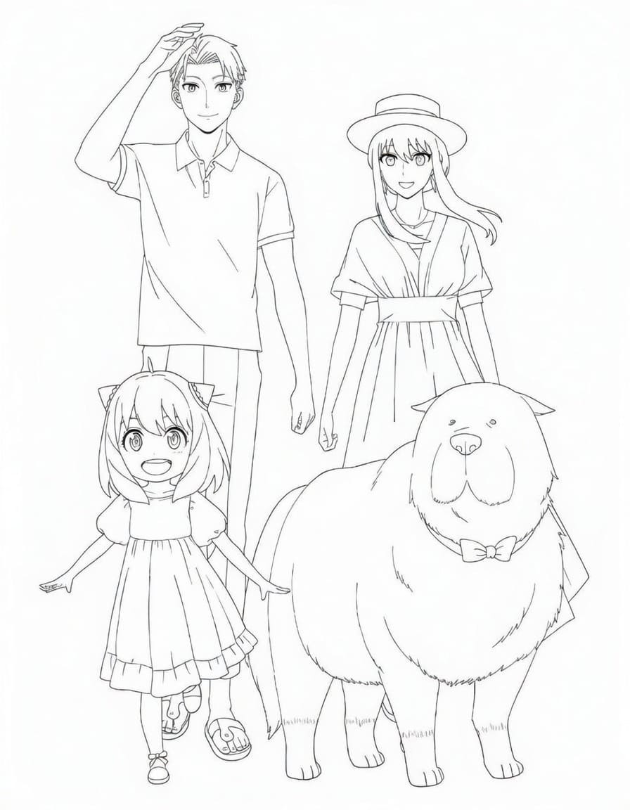 Fise de colorat cu Imagine Spy x Family uşor