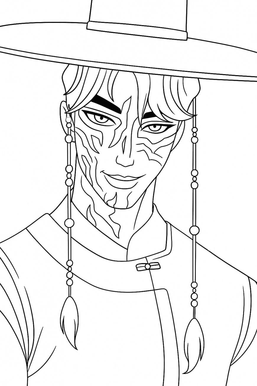 Fise de colorat cu Jinu gratuit bazic