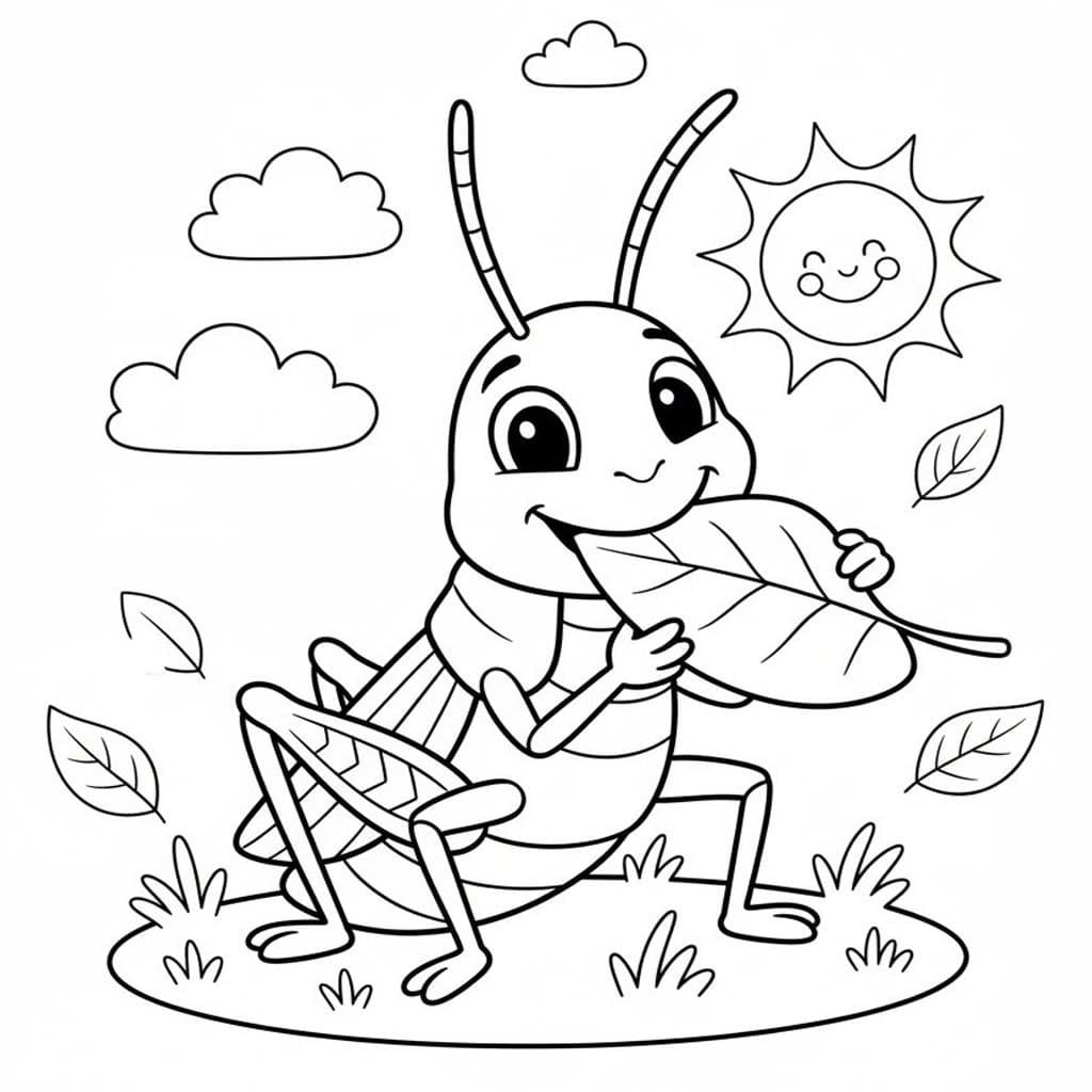 Fise de colorat cu Lăcustă imprimabil simplu