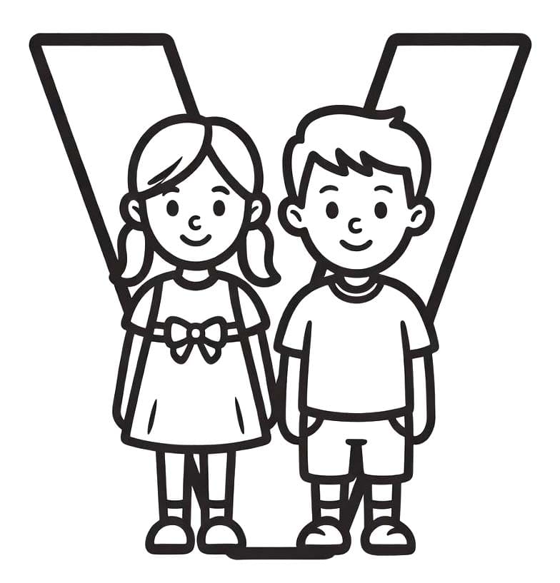 Fise de colorat cu Litera V gratuit simplu