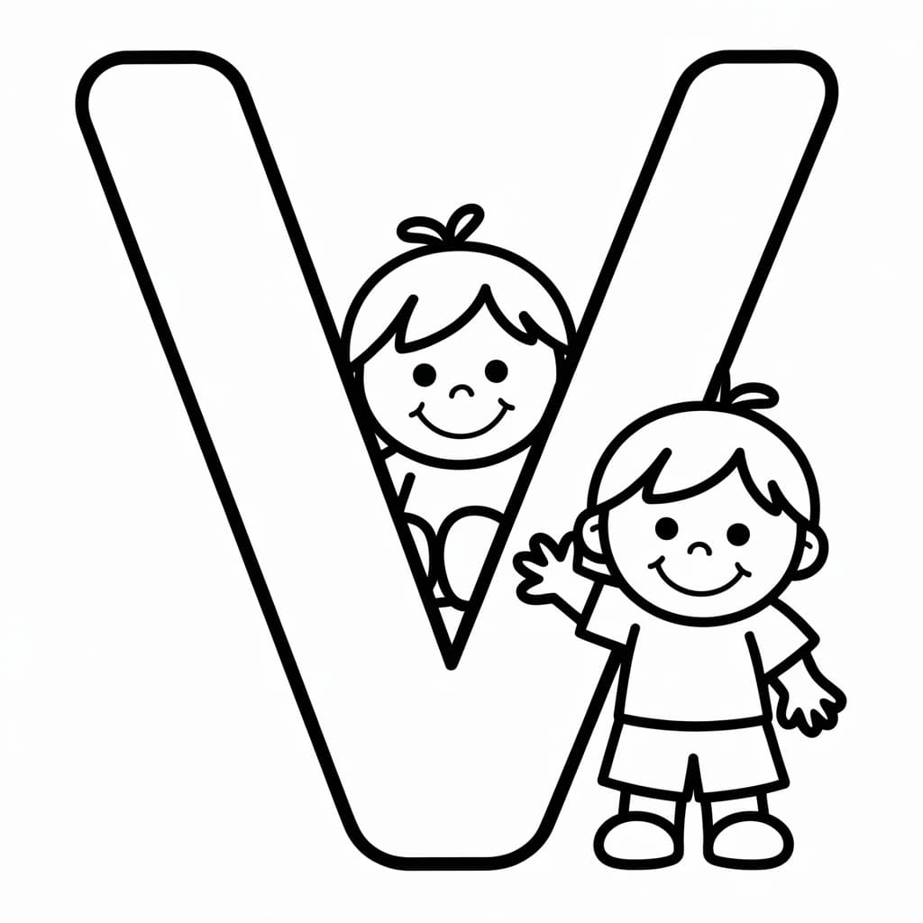 Fise de colorat cu Litera V gratuit uşor