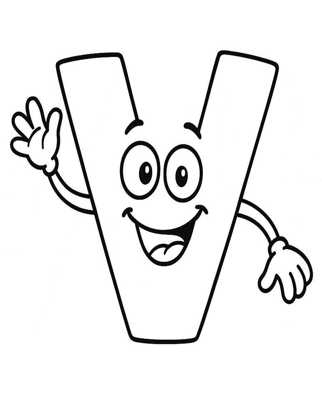 Fise de colorat cu Litera V imprimabil gratuit bazic