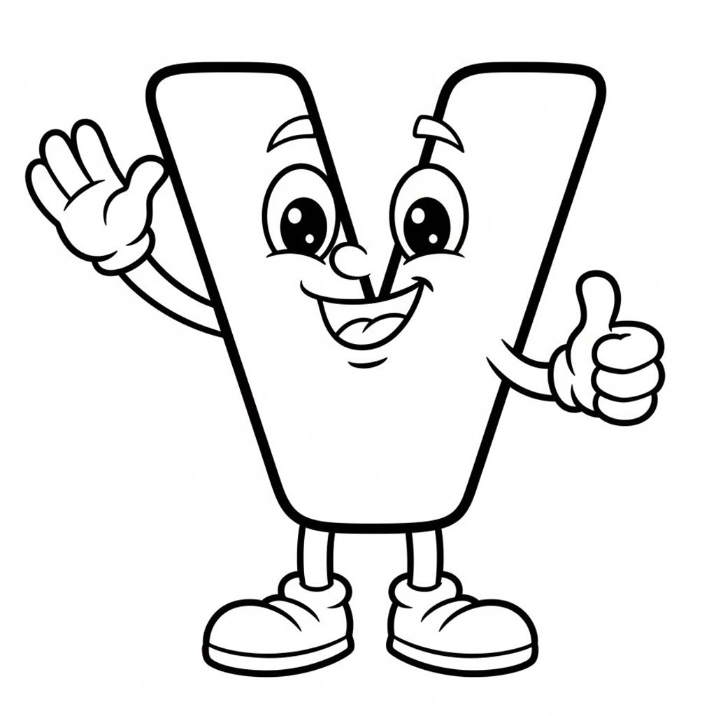 Fise de colorat cu Litera V imprimabil uşor