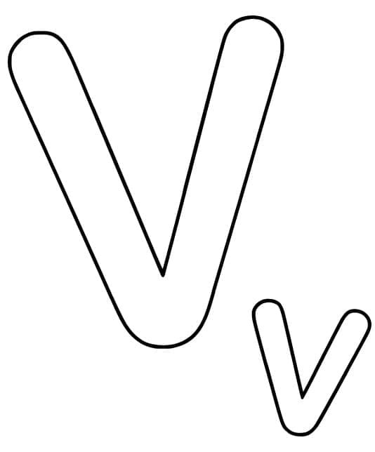 Fise de colorat cu Litera V uşor la copii
