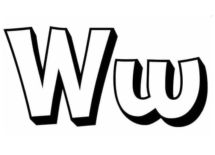 Fise de colorat cu Litera W bazic la copii