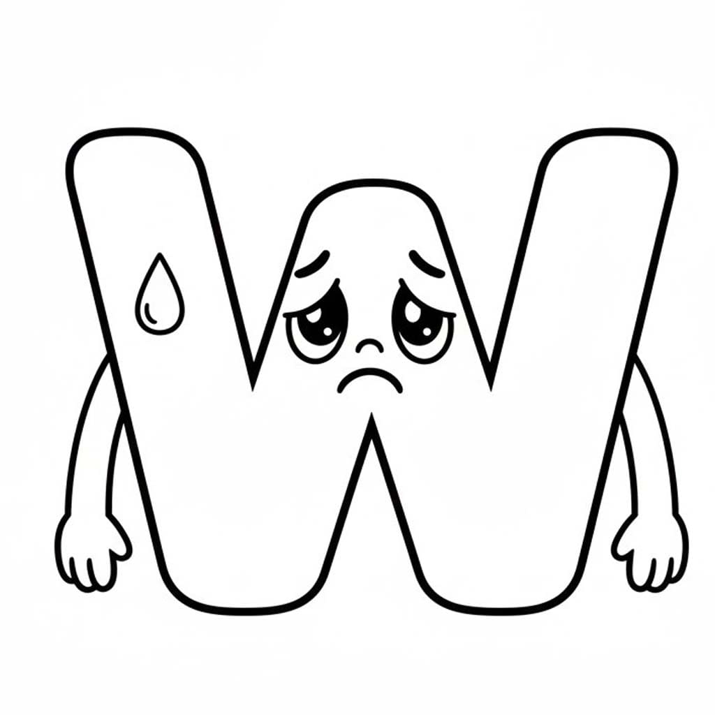 Fise de colorat cu Litera W gratuit pentru copii