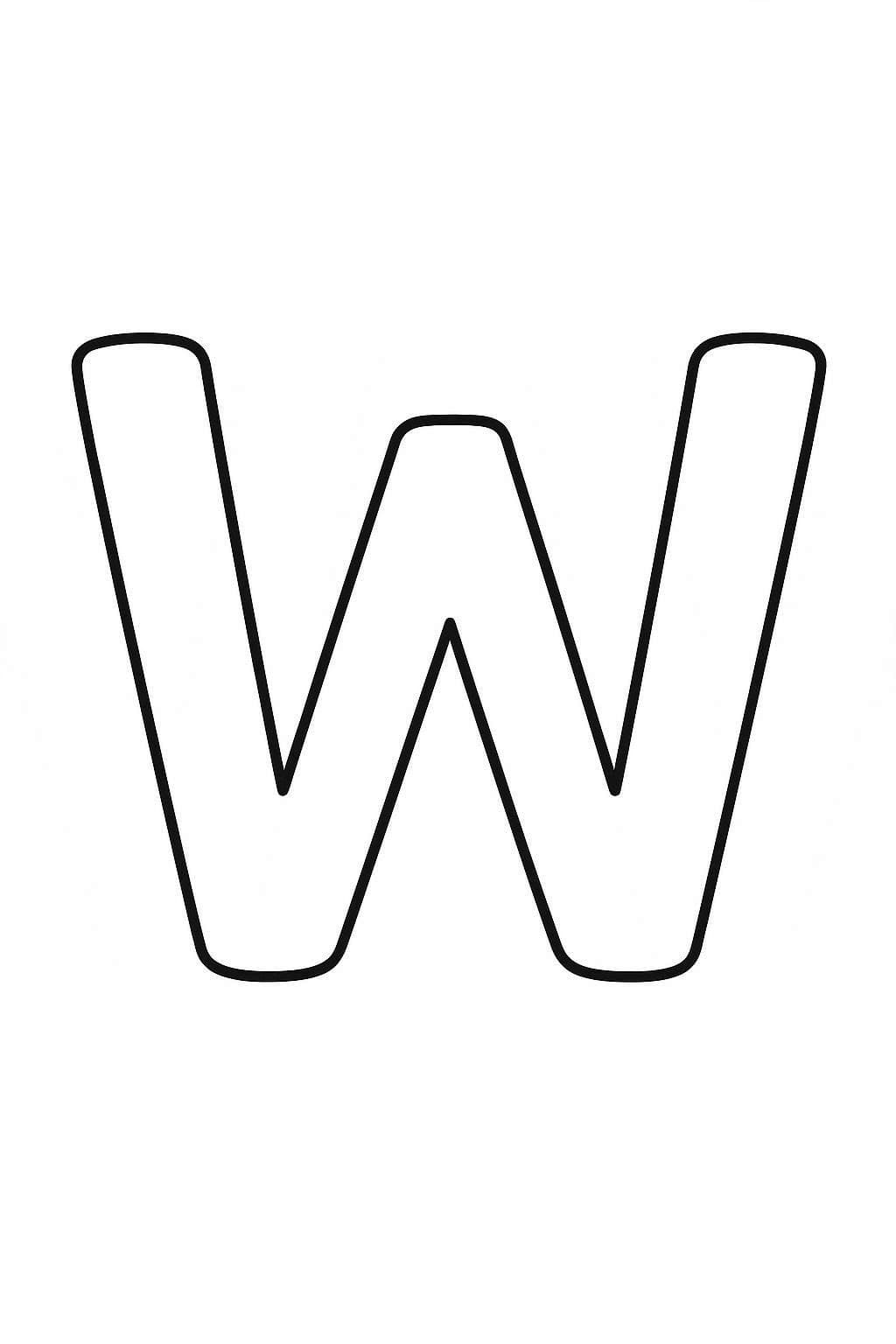 Fise de colorat cu Litera W gratuit uşor