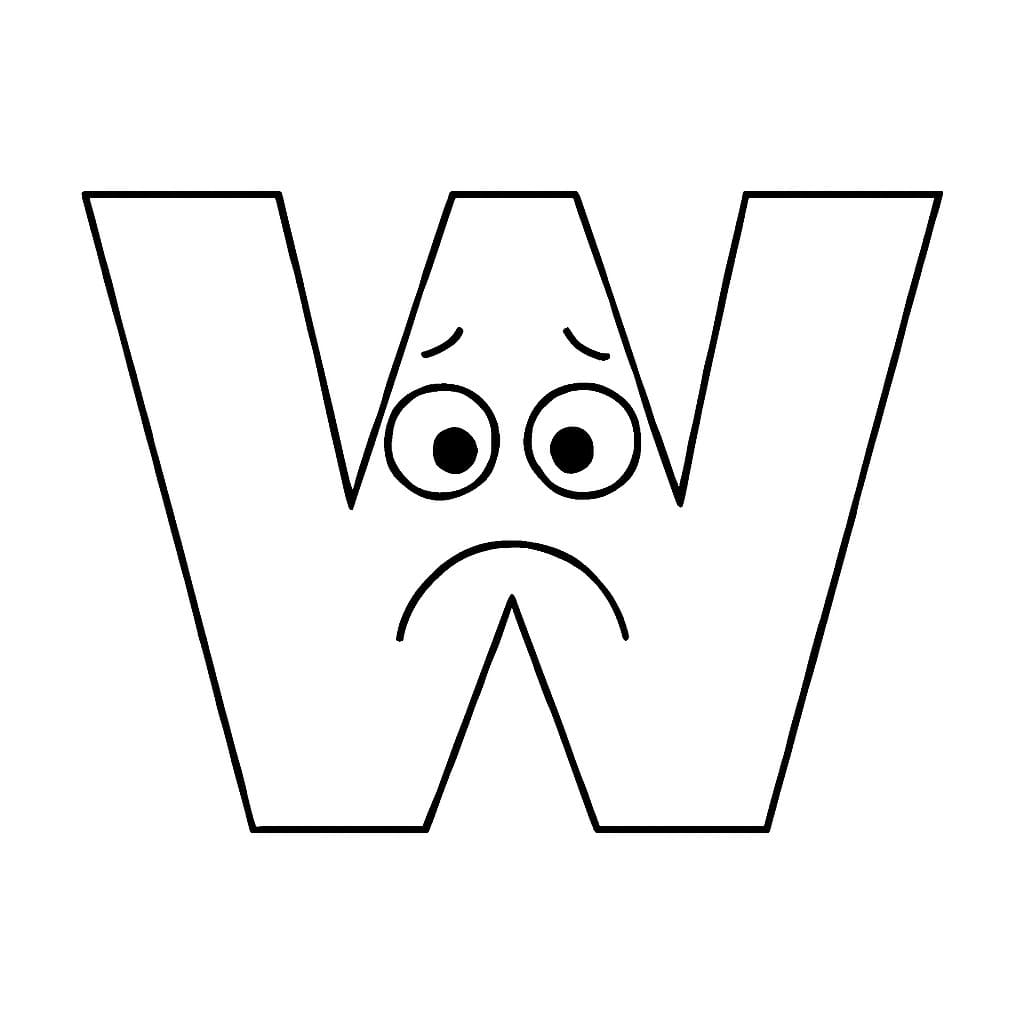 Fise de colorat cu Litera W imprimabil bazic