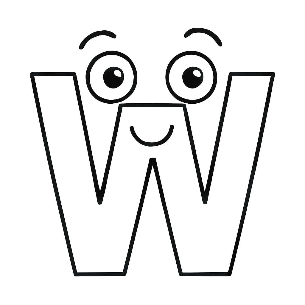 Fise de colorat cu Litera W imprimabil gratuit bazic