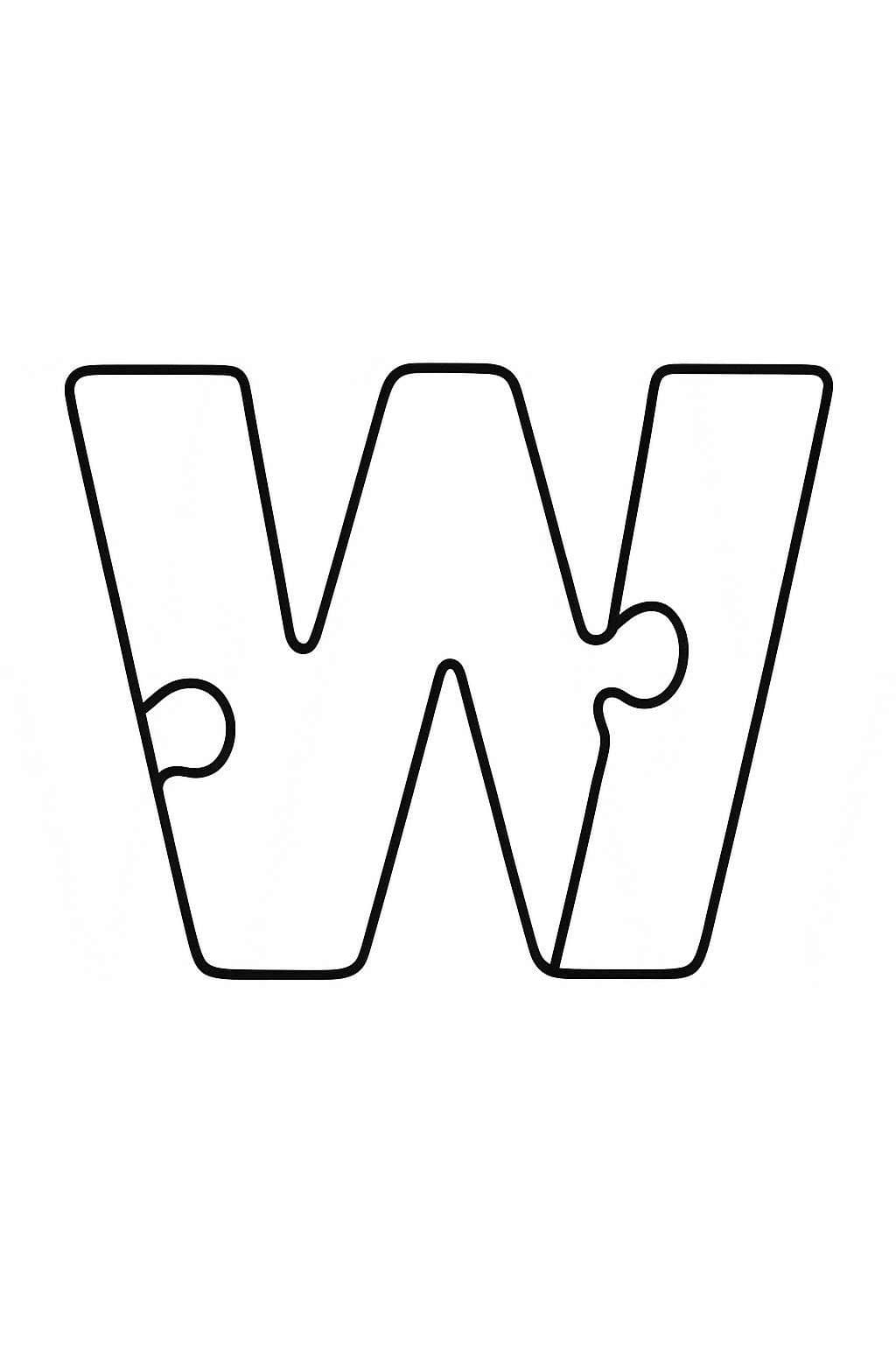 Fise de colorat cu Litera W imprimabil gratuit simplu