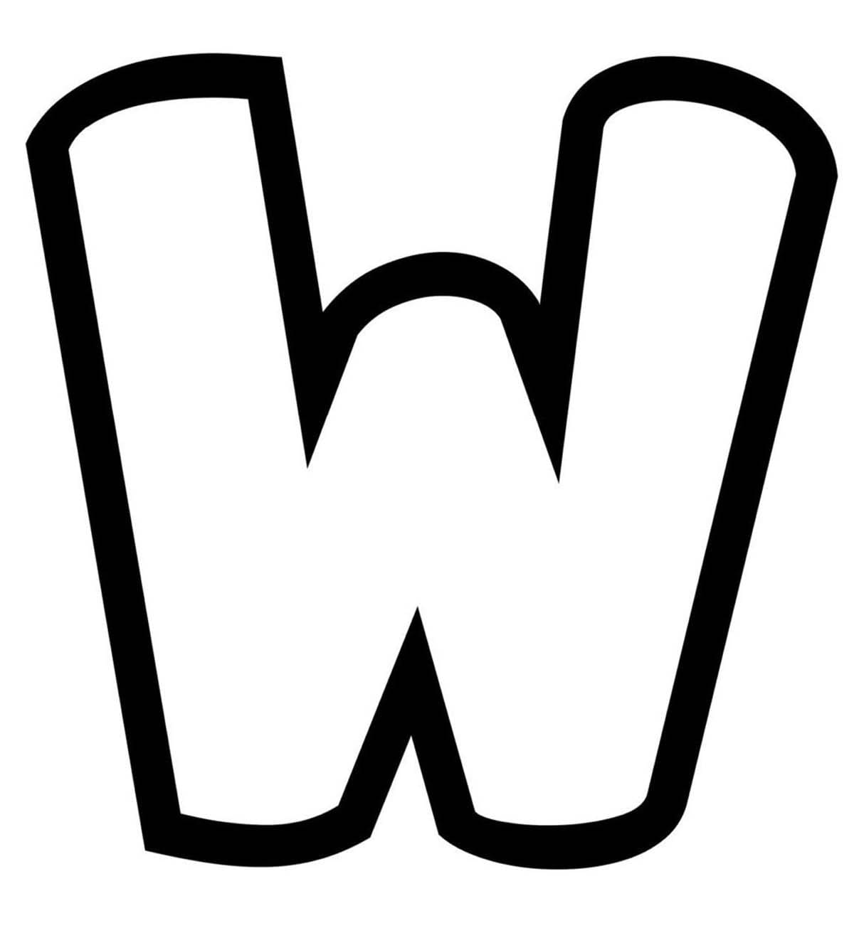 Fise de colorat cu Litera W imprimabil gratuit