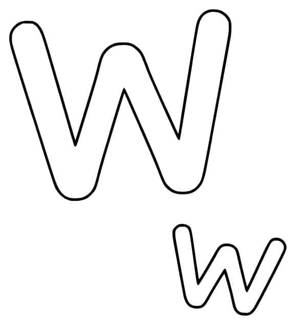 Fise de colorat cu Litera W imprimabil pentru copii