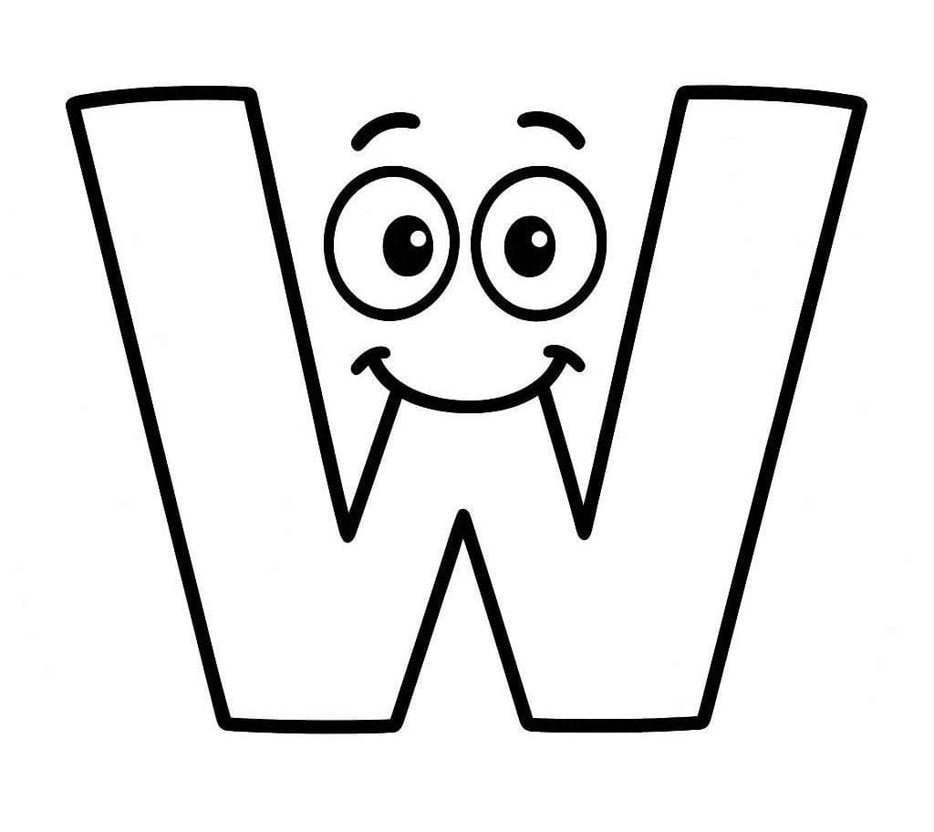 Fise de colorat cu Litera W imprimabil uşor