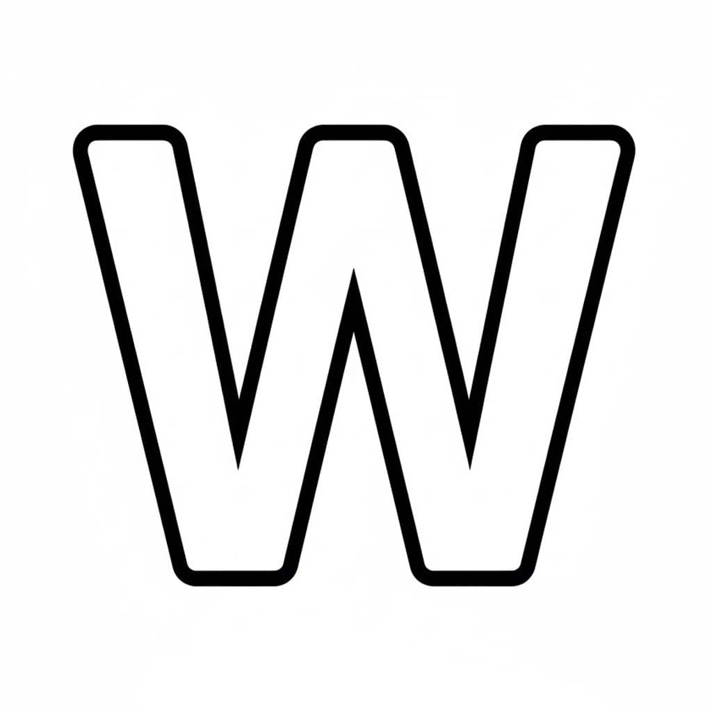 Fise de colorat cu Litera W pentru copii