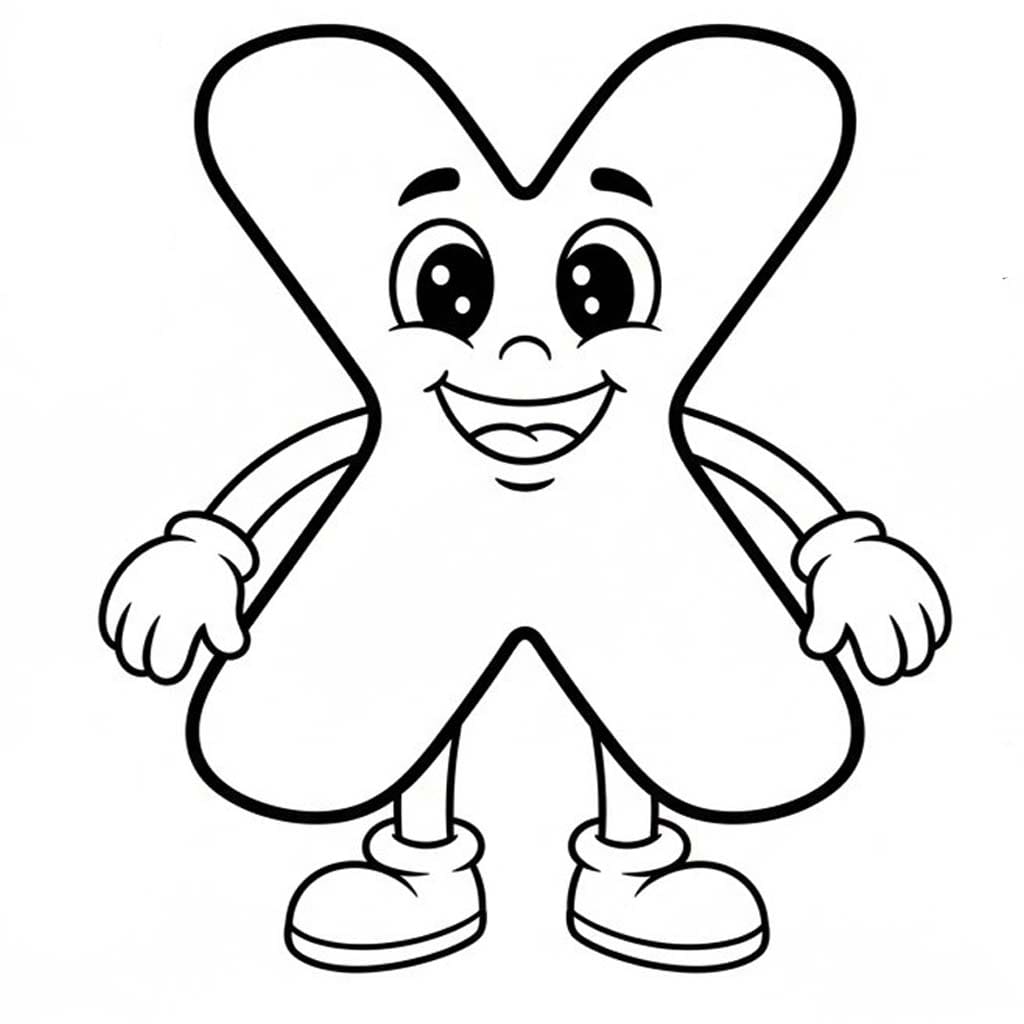 Fise de colorat cu Litera X gratuit pentru copii