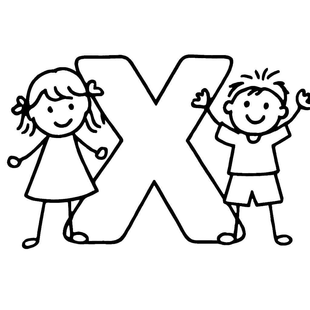 Fise de colorat cu Litera X gratuit uşor