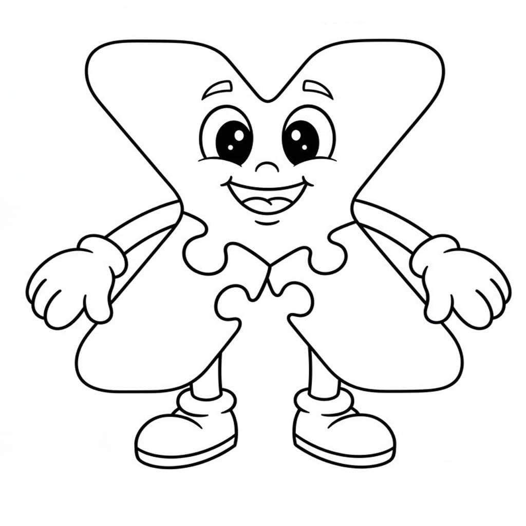 Fise de colorat cu Litera X imprimabil bazic