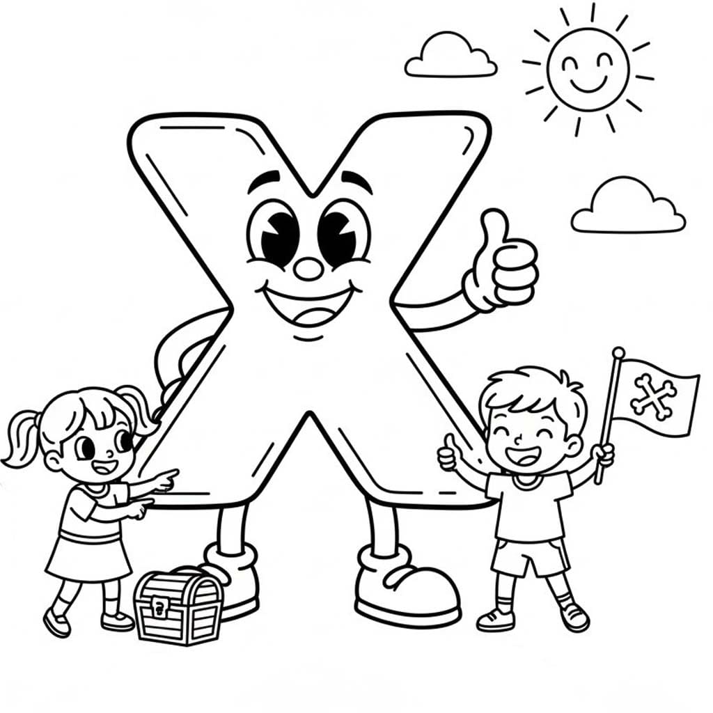 Fise de colorat cu Litera X imprimabil gratuit bazic