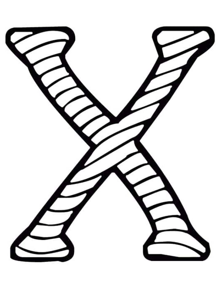 Fise de colorat cu Litera X imprimabil gratuit pentru copii